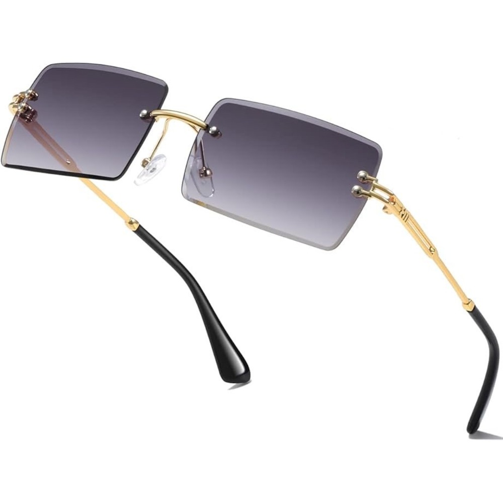 Men Classy Elegant Modern Sophisticated SUNGLASSES Rimless Gold Frame Outdoor